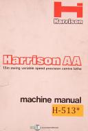 Harrison-Harrison 13\", Swing Lathe OPerations and Spare Parts List Manual-13\"-6 .5 inch Centre-L13-01